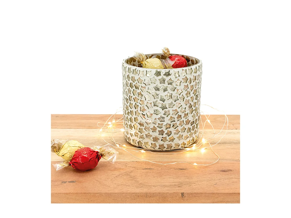 Photophore en verre avec étoiles