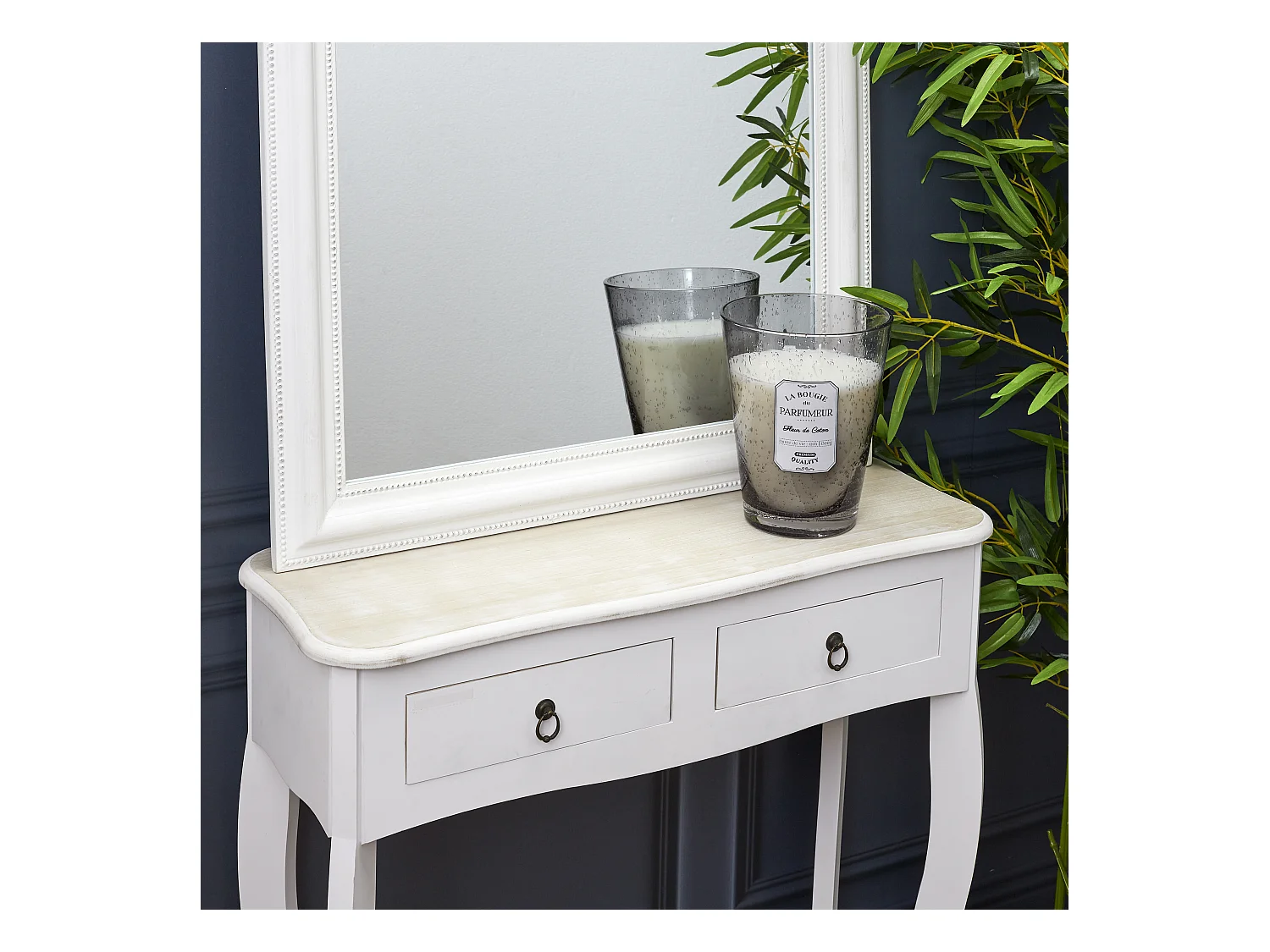 Bougie Parfumee Verre Bulle Gris Clair H23cm Gris