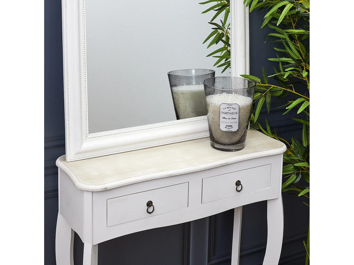 Bougie Parfumee Verre Bulle Gris Clair H23cm Gris