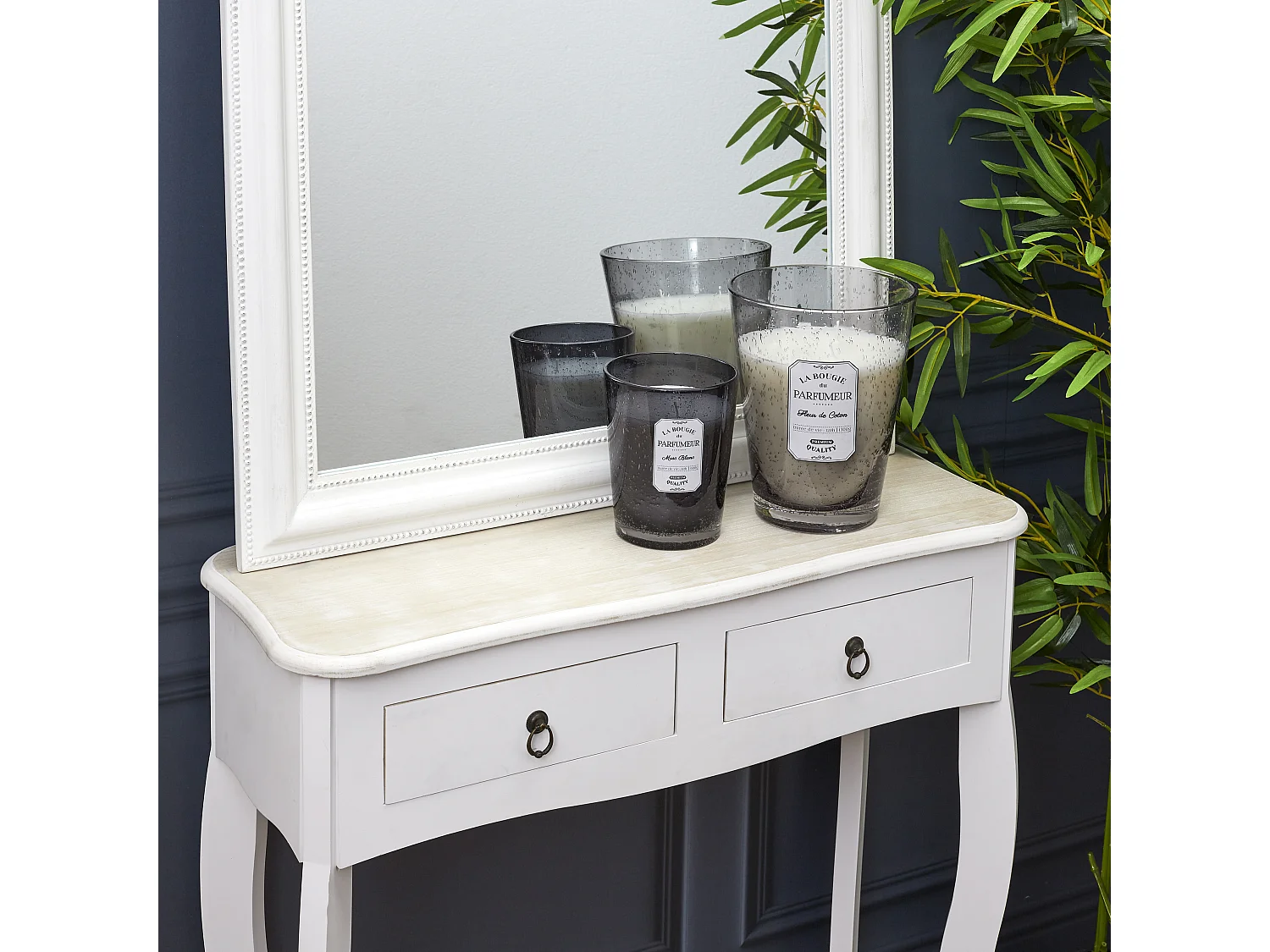 Bougie Parfumee Verre Bulle Gris Clair H23cm Gris