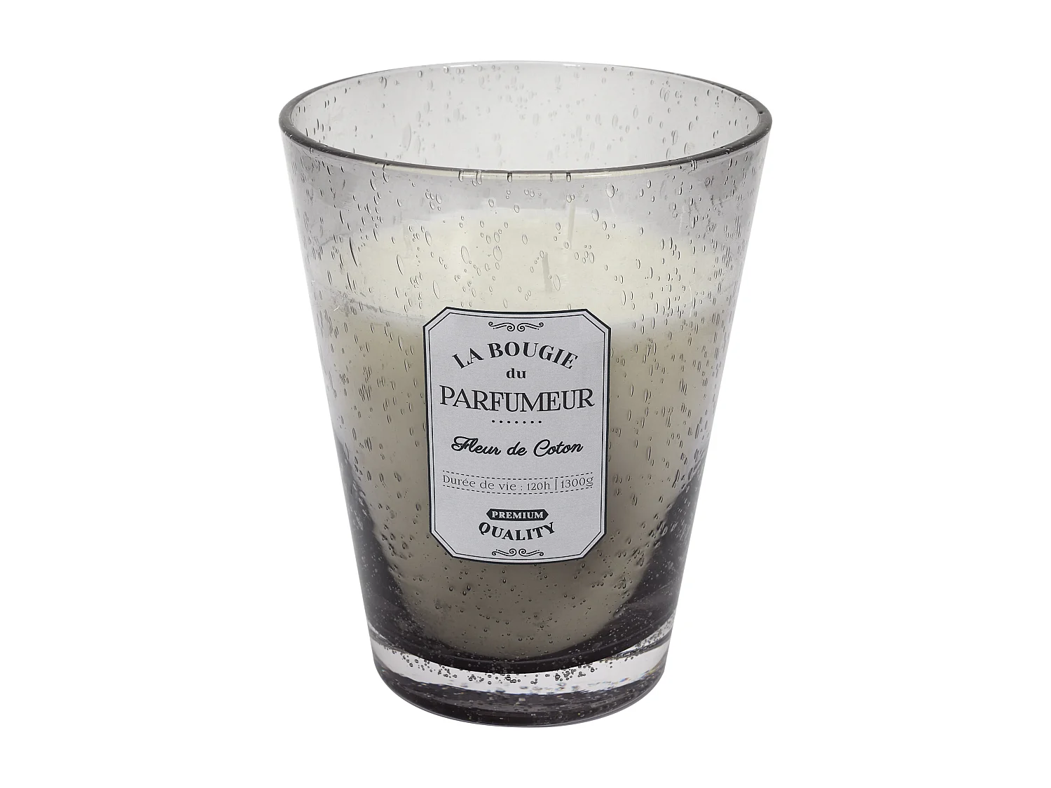 Bougie Parfumee Verre Bulle Gris Clair H23cm Gris