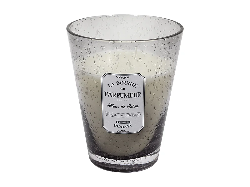 Bougie Parfumee Verre Bulle Gris Clair H23cm Gris