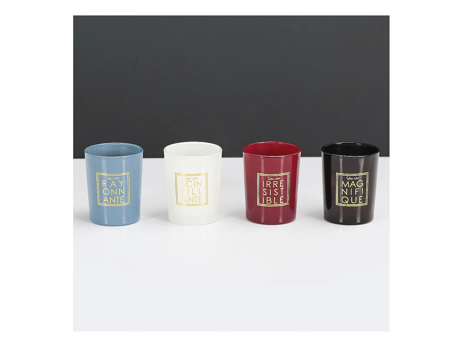 Bougie Parfumee X4 Coffret You Are H5.8cm Noir, Bleu, Blanc, Rouge