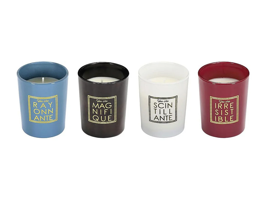 Juego de 4 velas perfumadas con flores de algodón Usted es