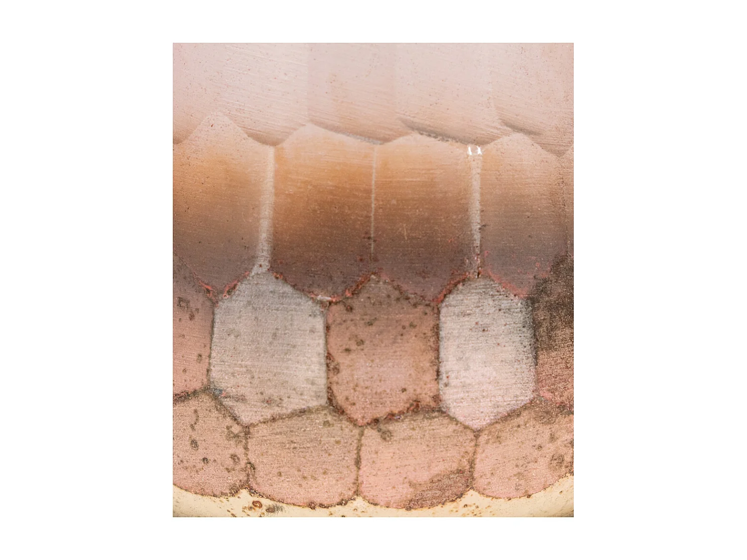 Photophore en verre teinté rose et doré 10 cm (Lot de 2)