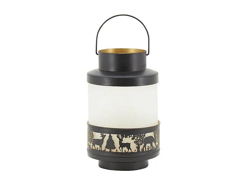 Lanterne Cerfs en verre et métal