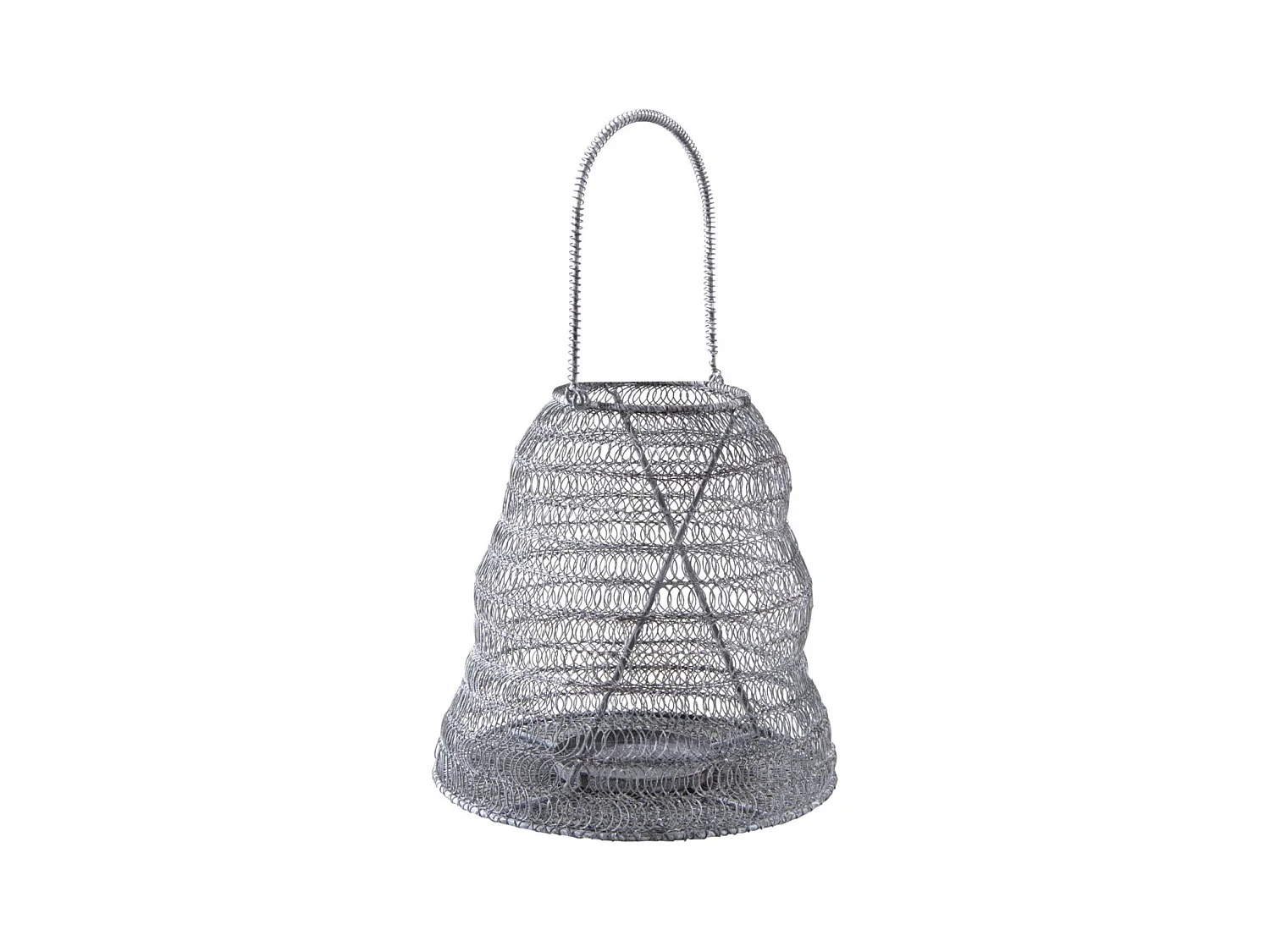 Photophore métal grillage gris blanchi Diamètre 26cm