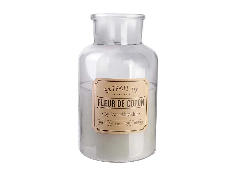 Bougie Parfumee Fleur Coton Apothicaire H25.5cm Blanc, Gris