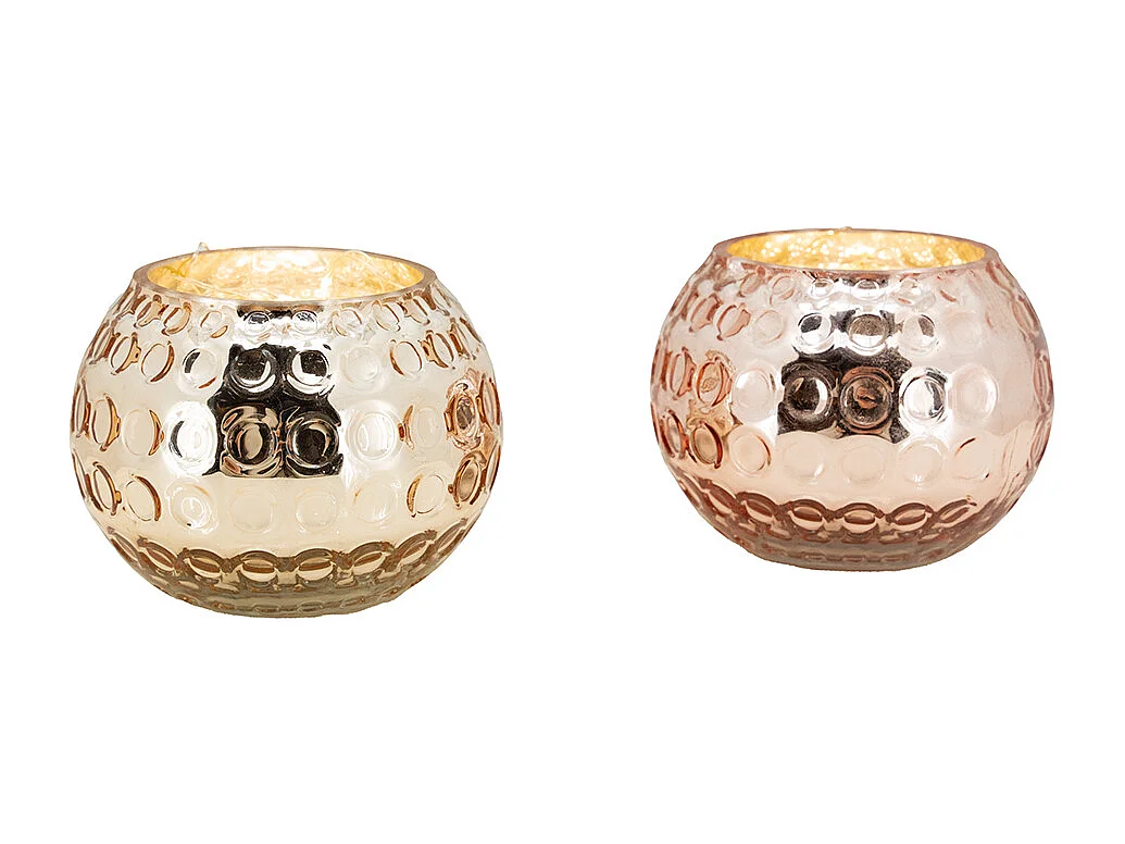 Portacandele a sfera in vetro antico (set di 2)