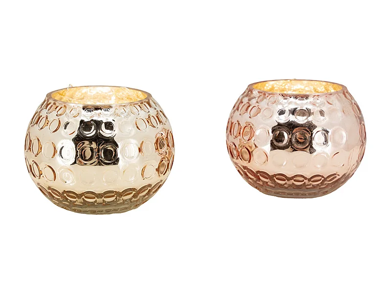 Portacandele a sfera in vetro antico (set di 2)