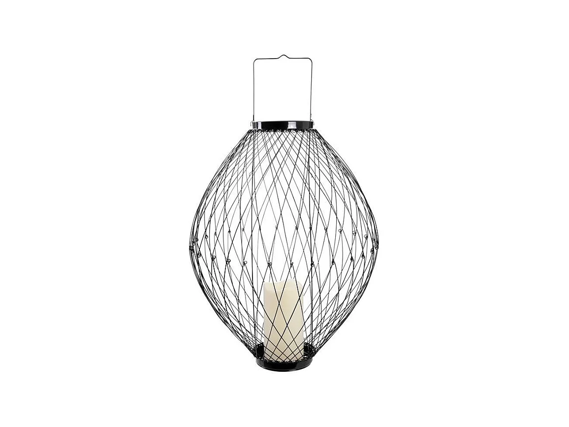 Photophore & Bougie Led "Rétractable" 57cm Noir