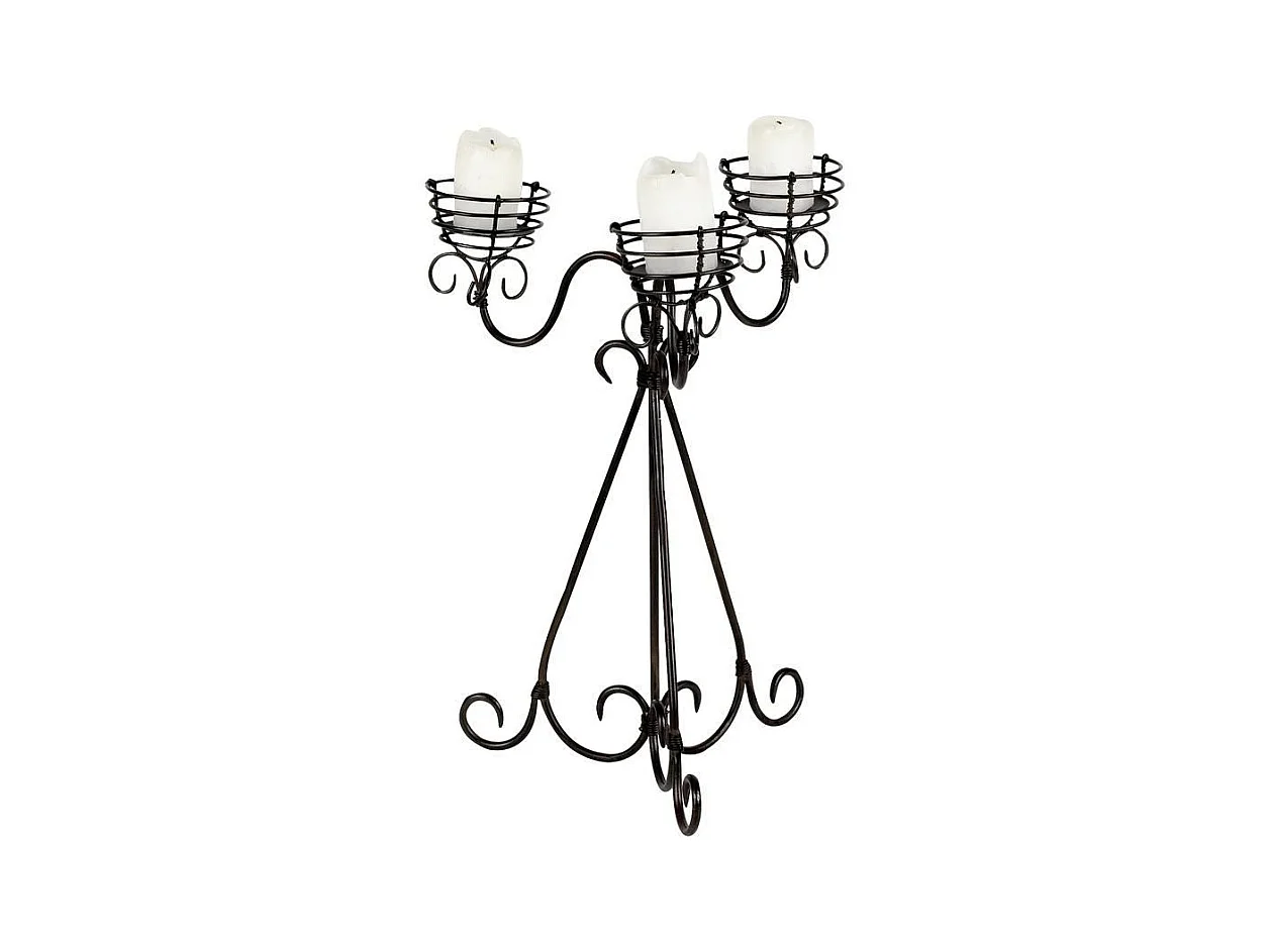 Bougeoir Arabesques en métal laqué noir – Pour 3 bougies