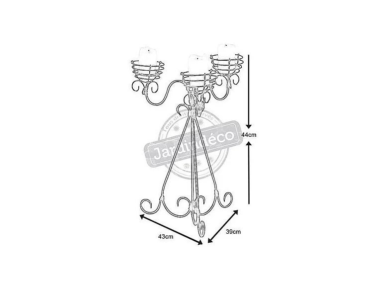 Bougeoir Arabesques en métal laqué noir – Pour 3 bougies