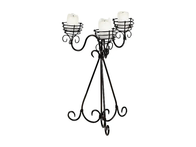 Bougeoir Arabesques en métal laqué noir – Pour 3 bougies