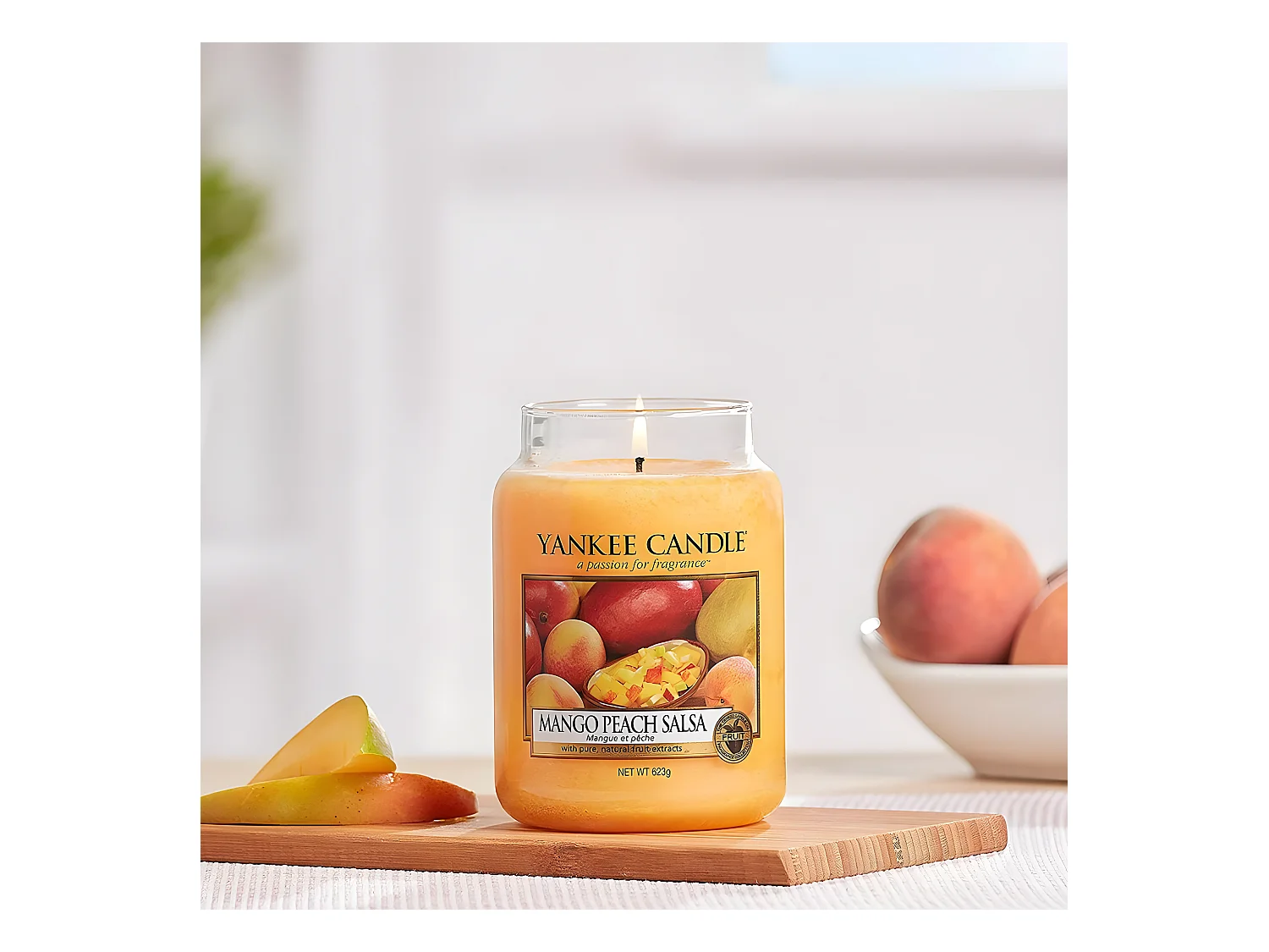 Tarro de cristal con aroma a mango y melocotón Modelo mediano