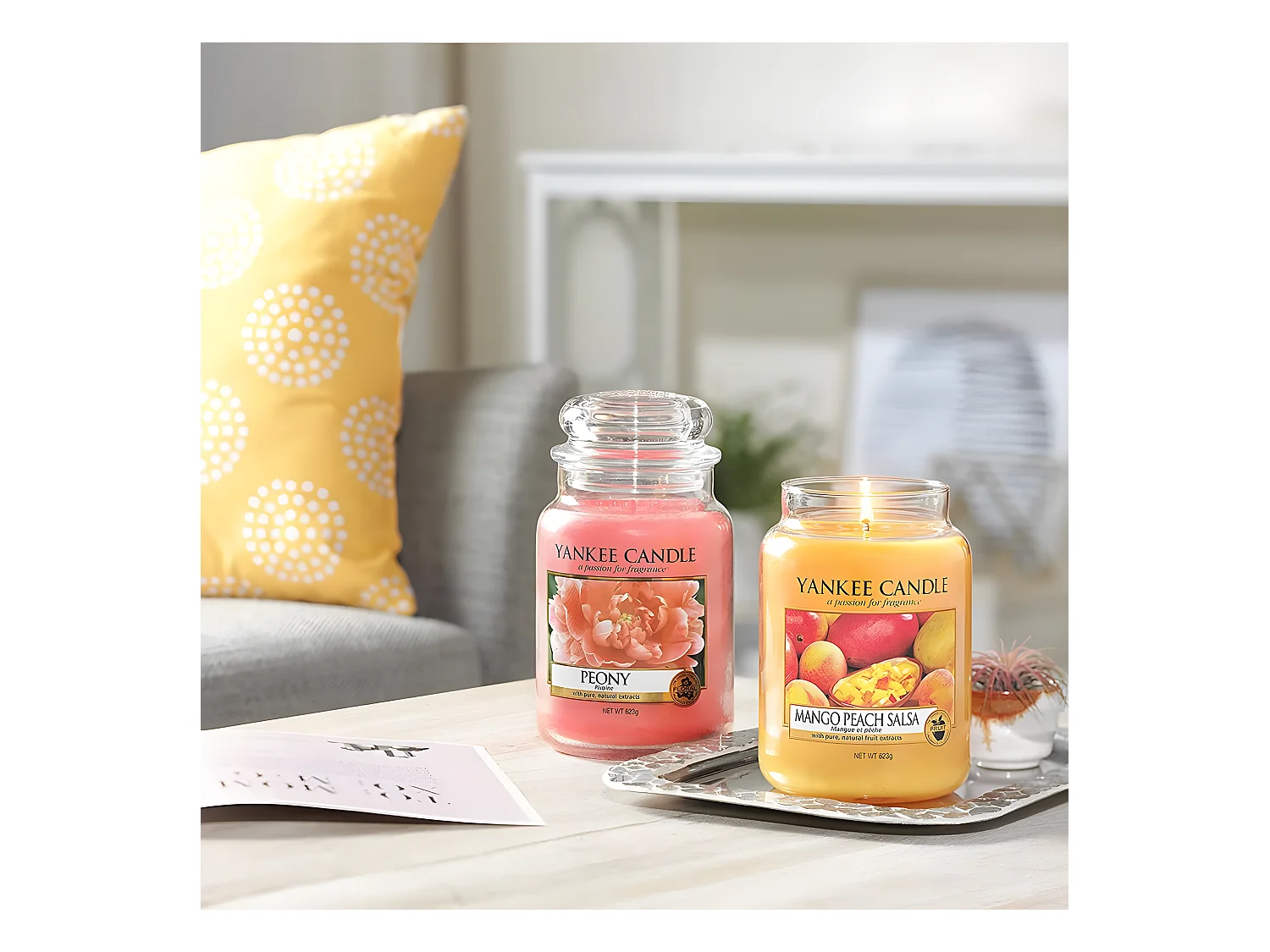 Tarro de cristal con aroma a mango y melocotón Modelo mediano