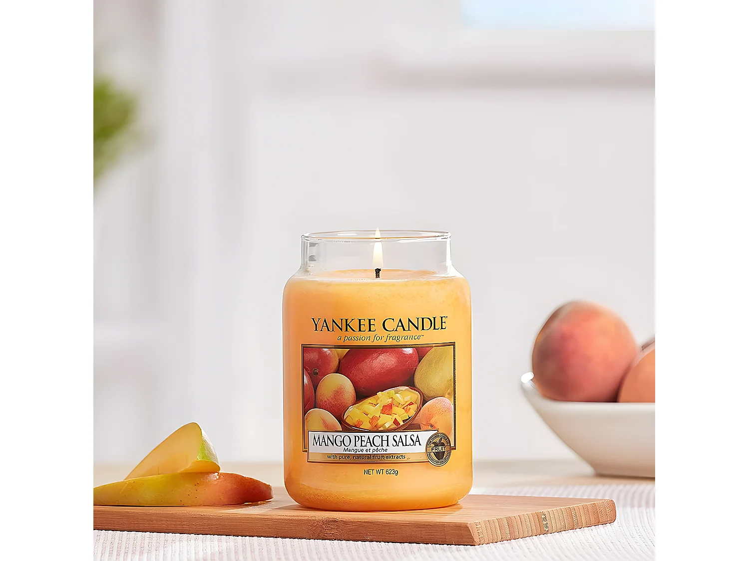 Duftkerze Mango und Pfirsich im Glas mit Deckel