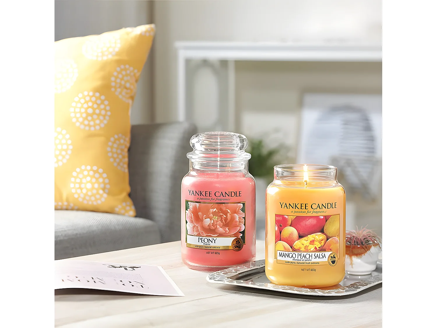 Duftkerze Mango und Pfirsich im Glas mit Deckel