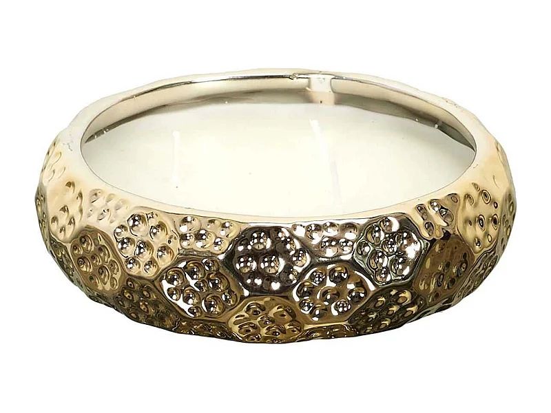 Bougie Parfumée en Céramique "3 Mèches" 14cm Or