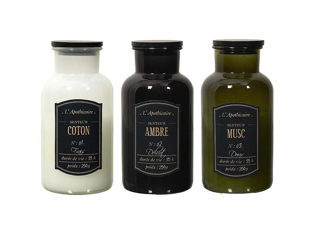 Bougie parfumée fiole Alchimiste (Lot de 3) 16 cm