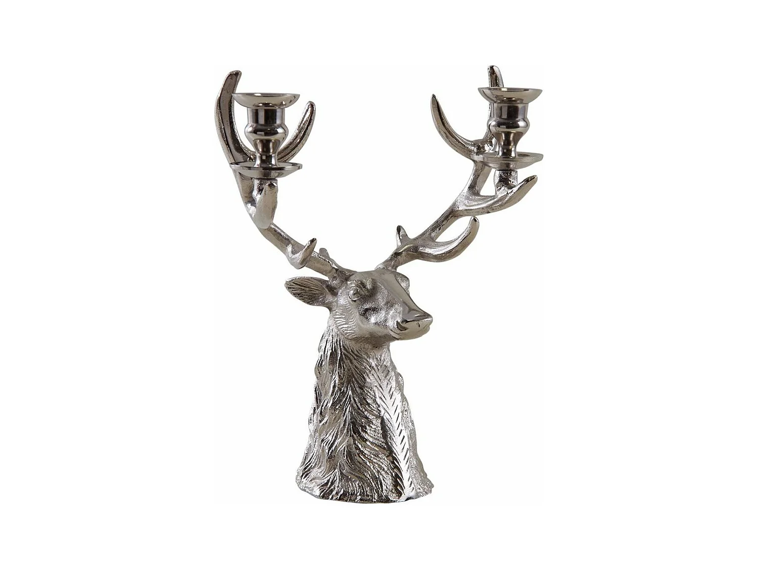 Bougeoir double tête de cerf en aluminium