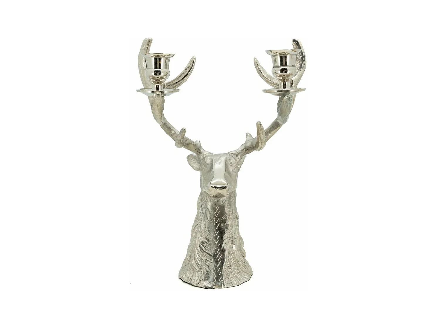 Bougeoir double tête de cerf en aluminium