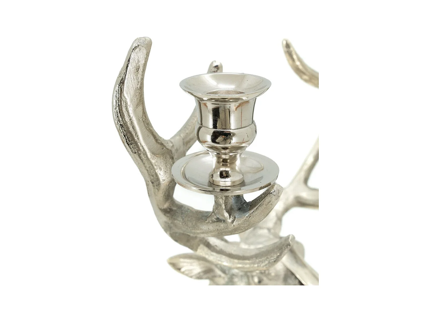 Bougeoir double tête de cerf en aluminium