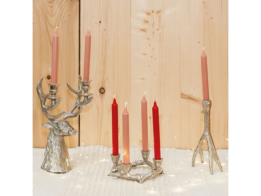 Bougeoir double tête de cerf en aluminium