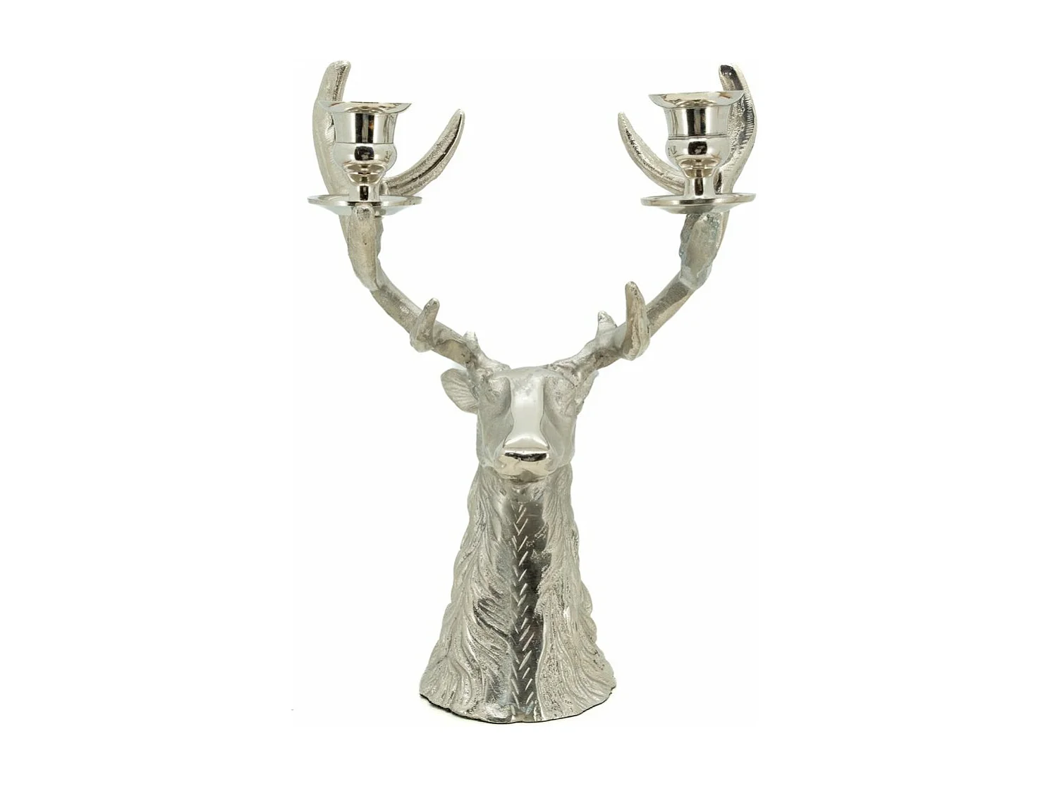 Bougeoir double tête de cerf en aluminium