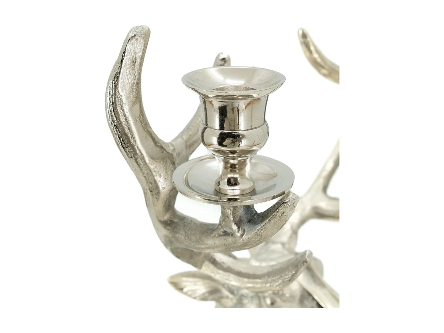 Bougeoir double tête de cerf en aluminium