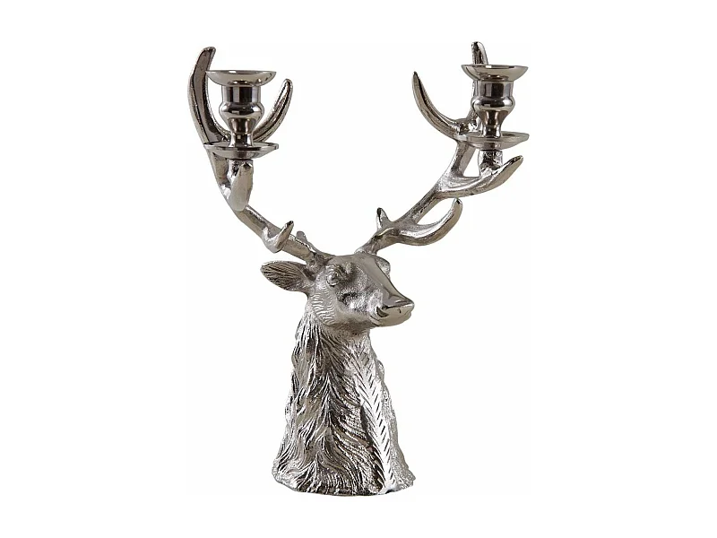 Bougeoir double tête de cerf en aluminium
