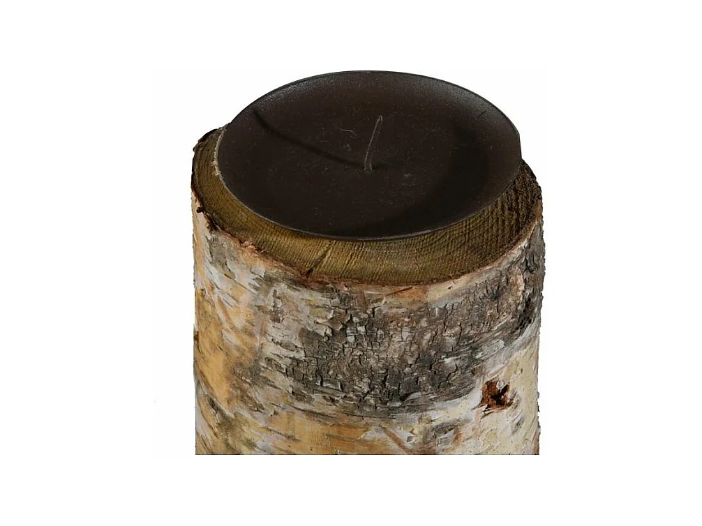 Portacandele alti in betulla e metallo (Set di 3)