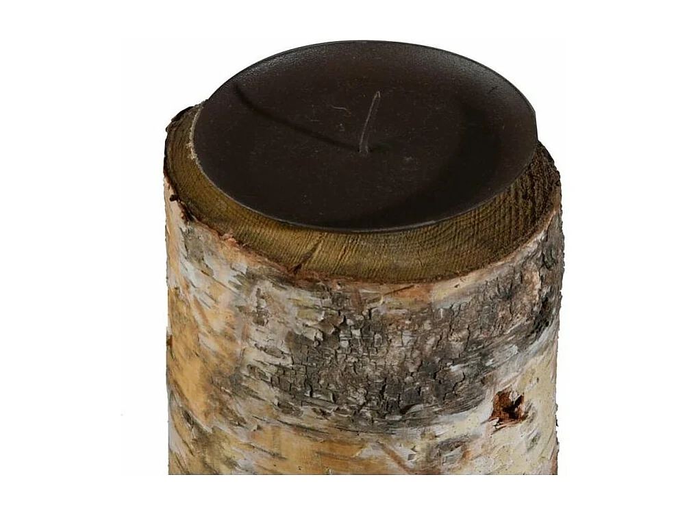 Portacandele alti in betulla e metallo (Set di 3)