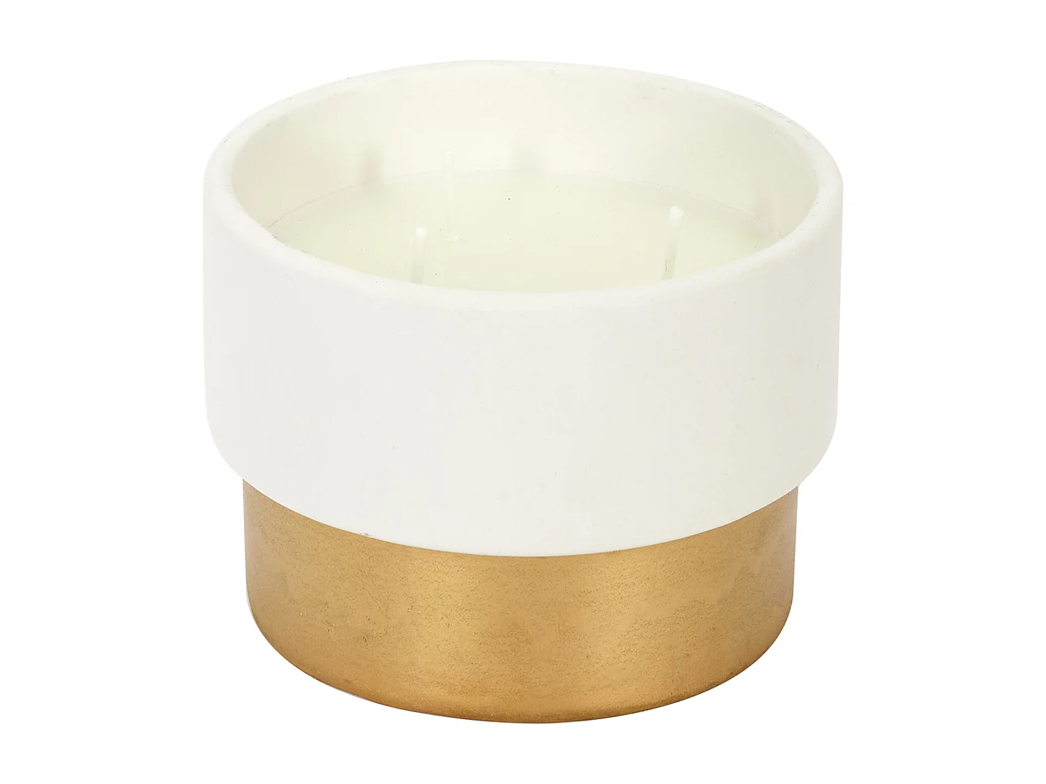 Bougie Parfumee Bicolore Dore D10.5cm Blanc