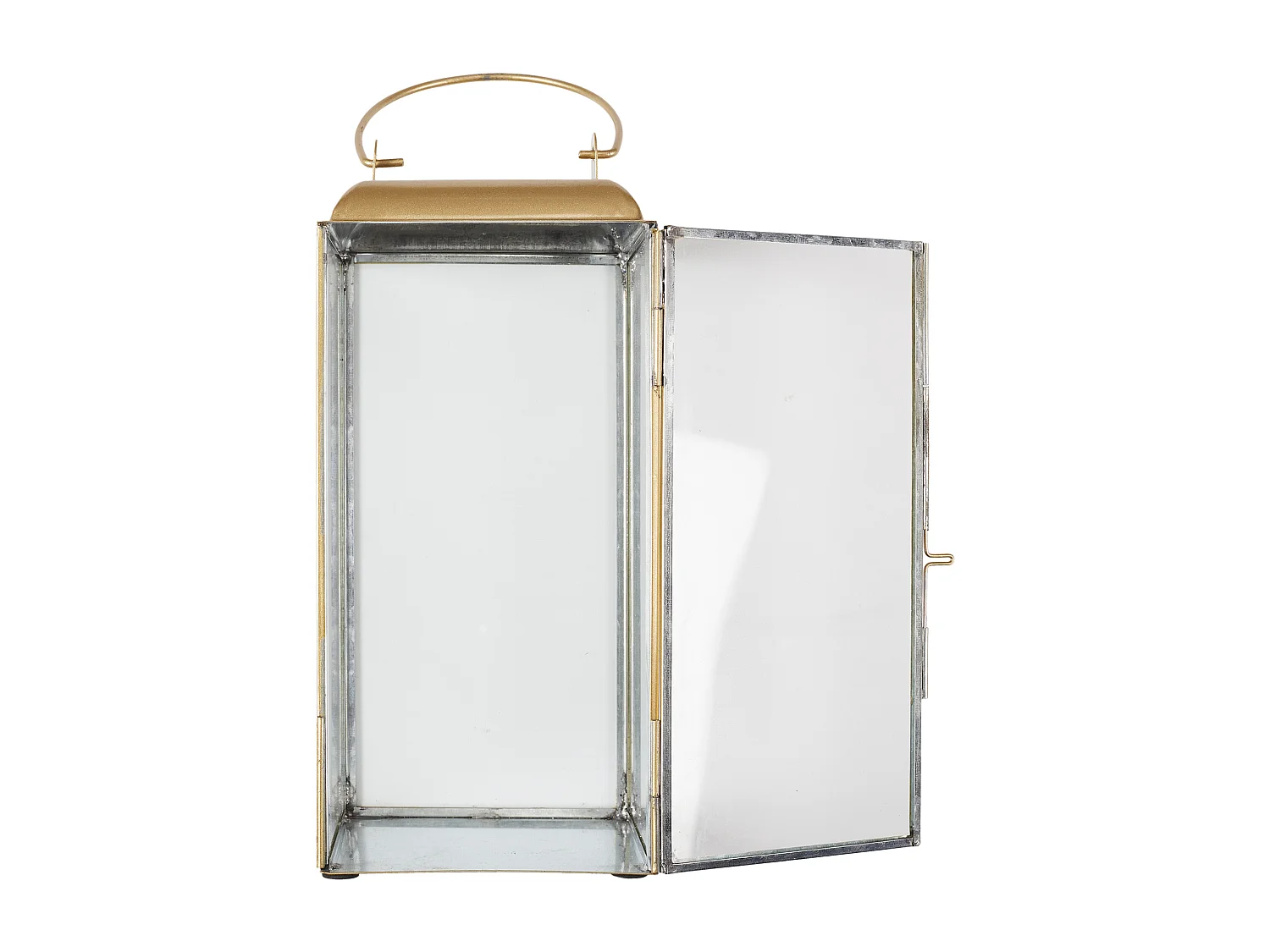 Lanterne Metal Dore Et Verre H30cm Or