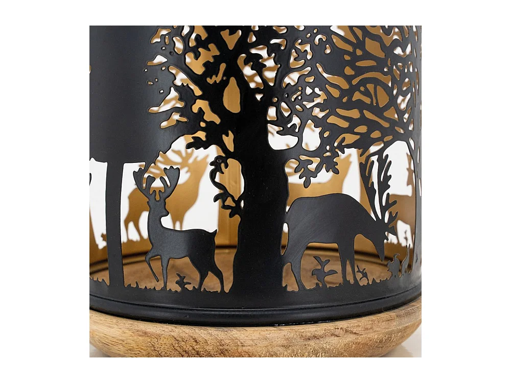 Lanterne Cerf en bois et métal