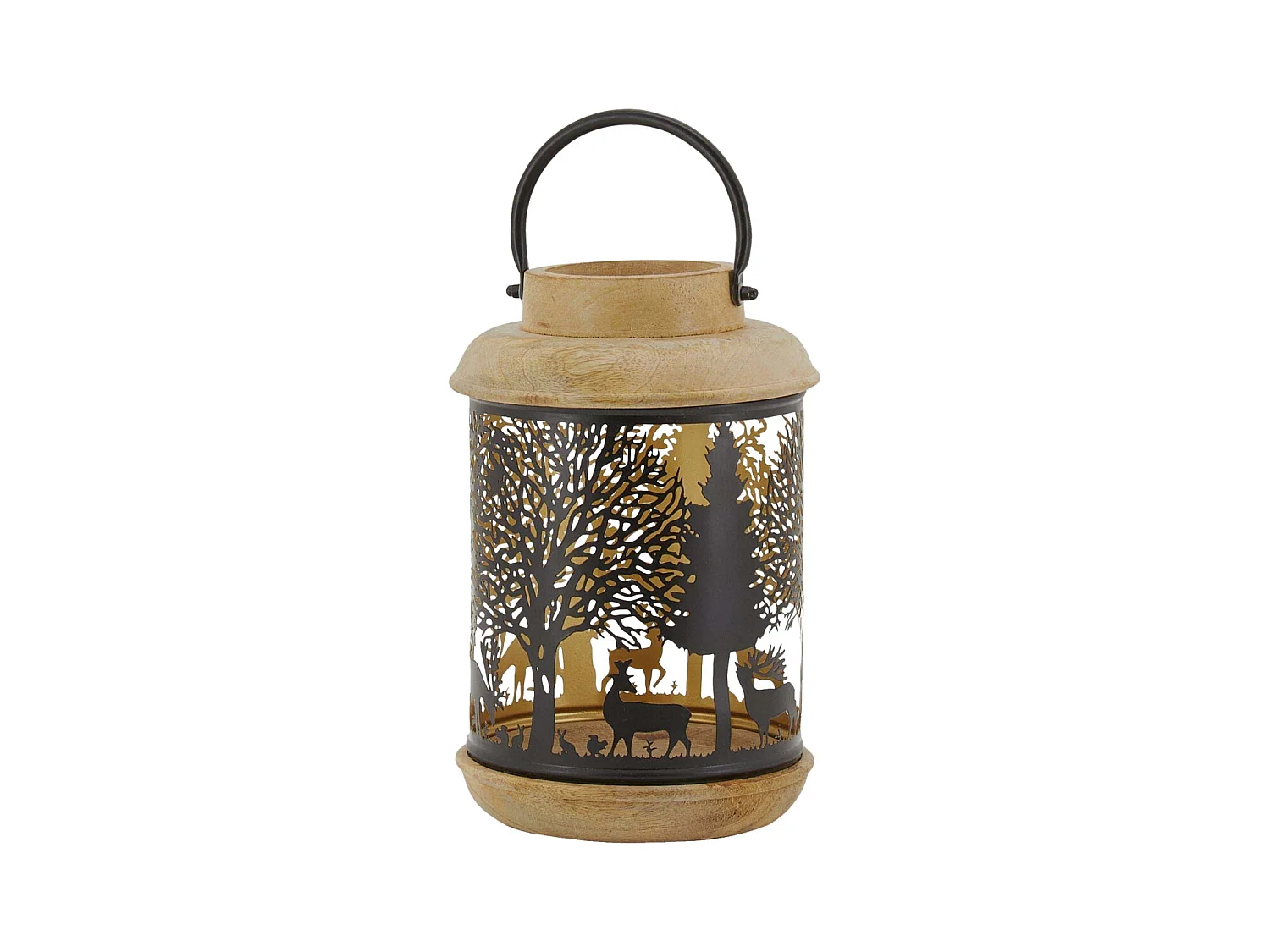 Lanterne Cerf en bois et métal