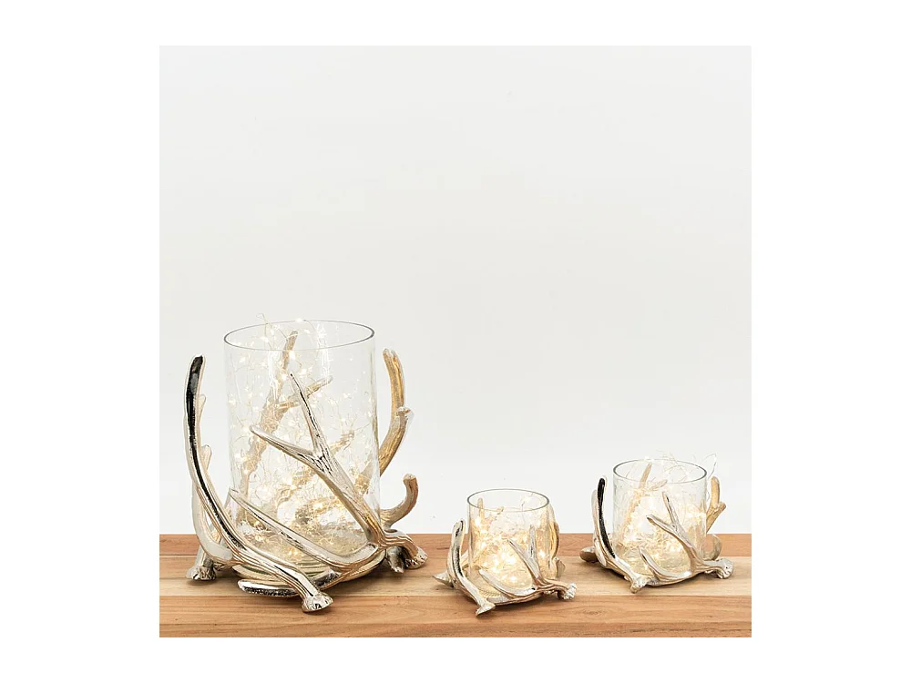 Photophore bois de cerf en aluminium Diamètre 14cm