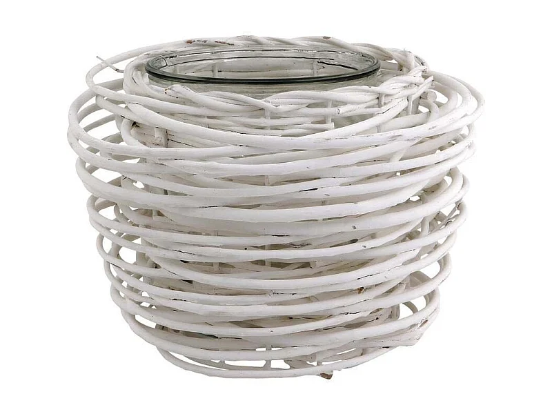 Photophore en osier laqué et verre