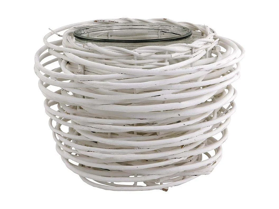 Photophore en osier laqué et verre