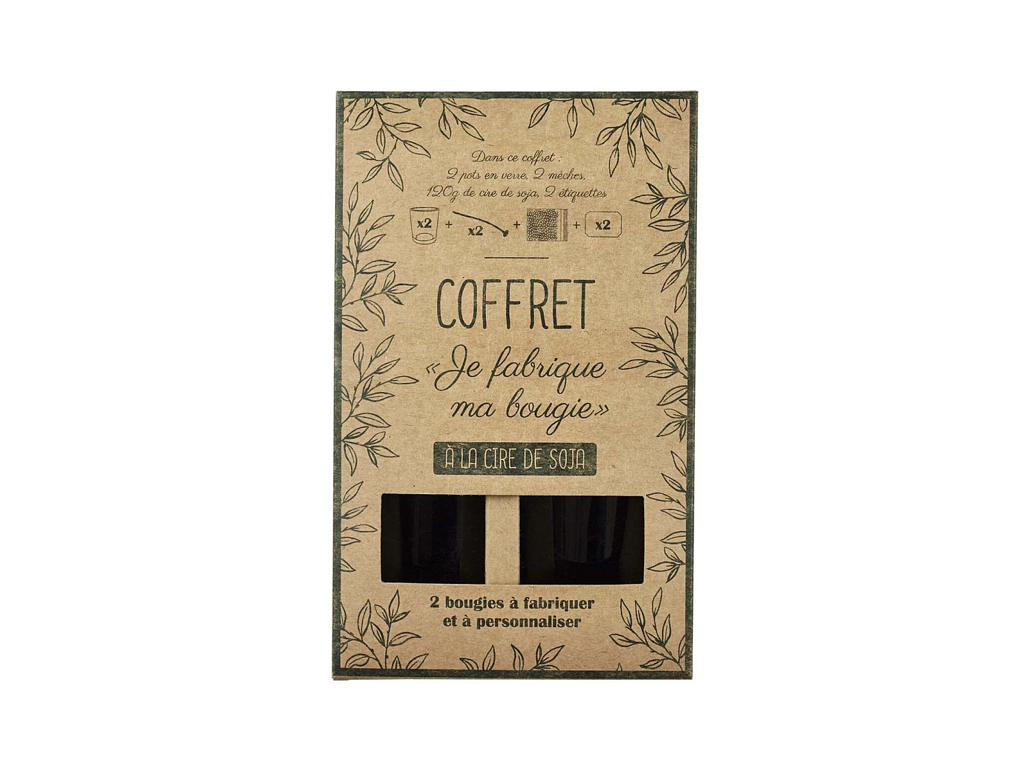 Lot de 2 Bougies à Confectionner "DIY" 6cm Marron