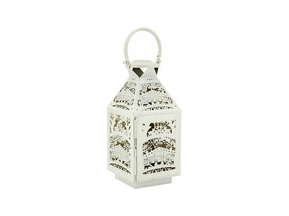 Lanterne carrée en métal blanc