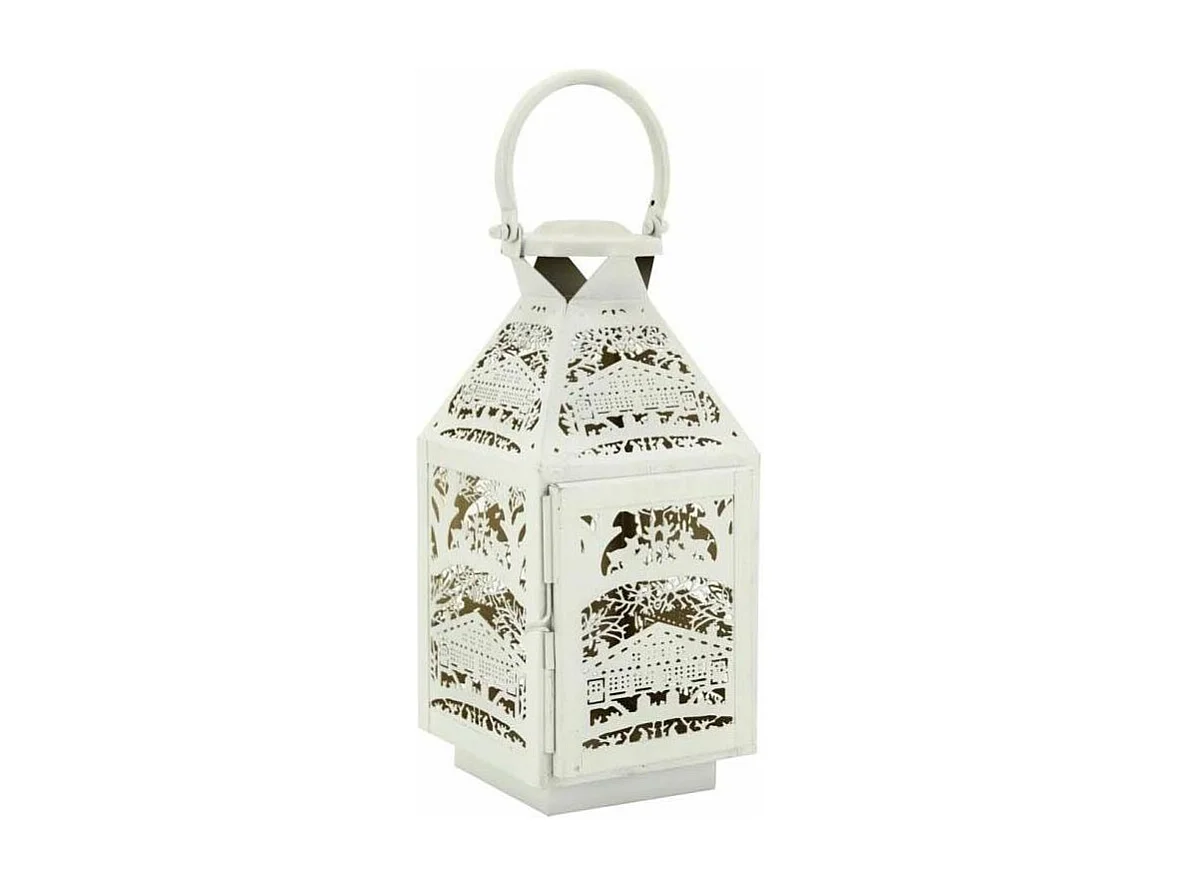 Lanterne carrée en métal blanc