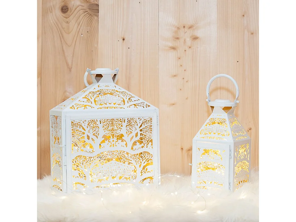 Lanterne carrée en métal blanc