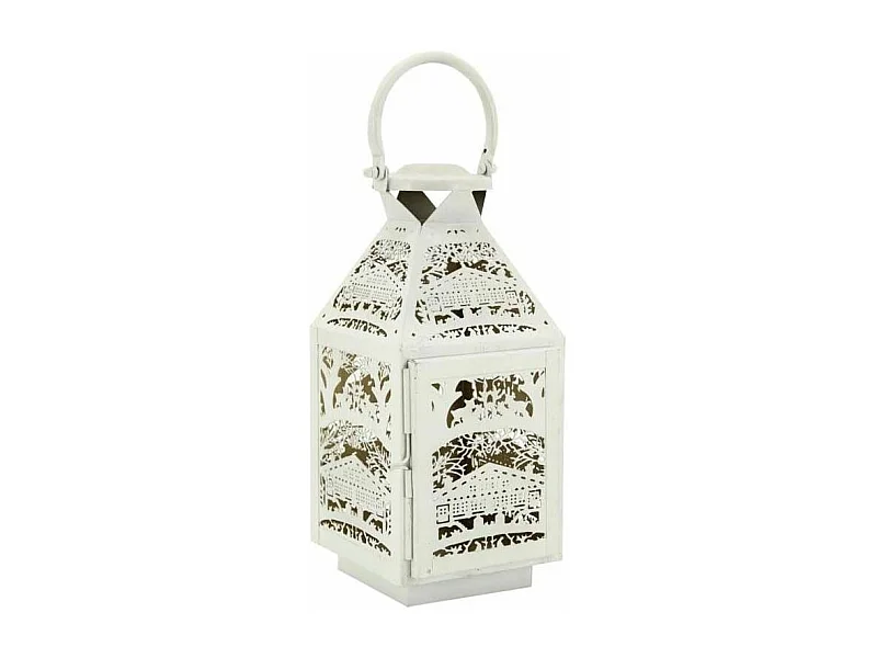 Lanterne carrée en métal blanc