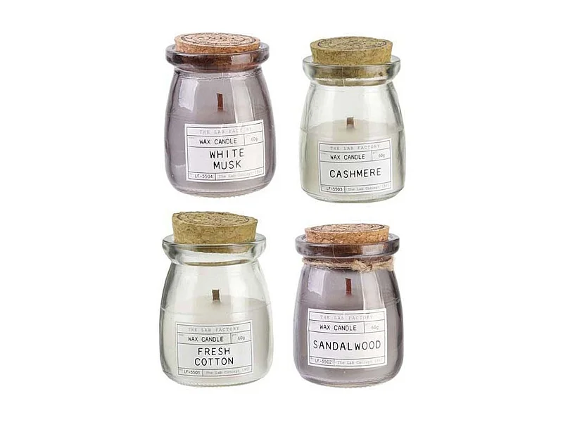 Bougies parfumées couvercle en liège 8.5 cm (Lot de 4)
