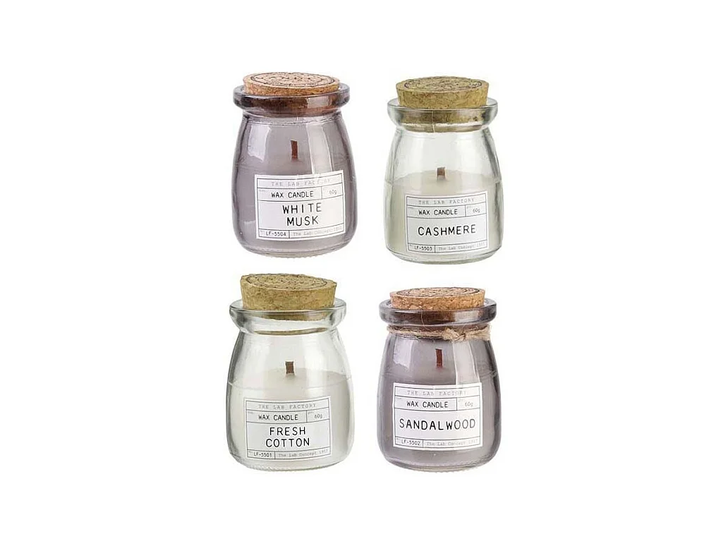 Bougies parfumées couvercle en liège 8.5 cm (Lot de 4)