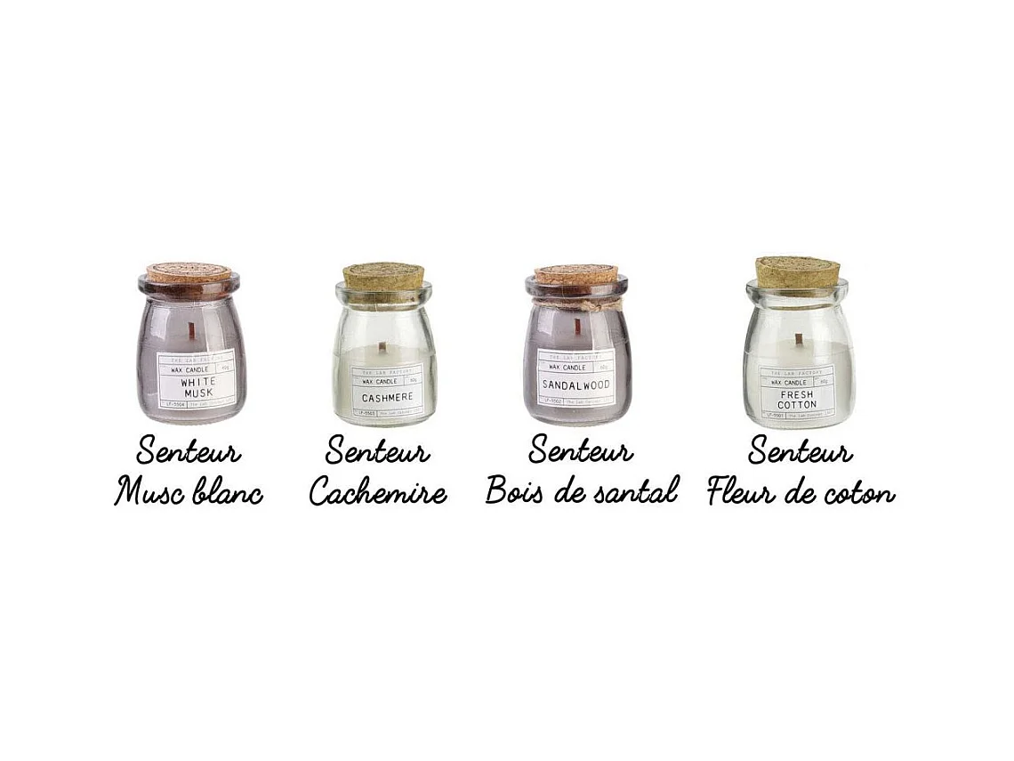 Bougies parfumées couvercle en liège 8.5 cm (Lot de 4)