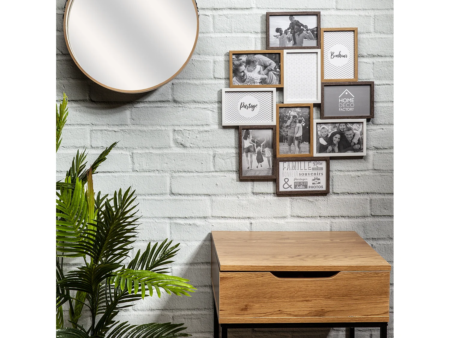 Pêle-mêle - HOME DECO FACTORY - 10 Vues - Bois - Beige et Marron