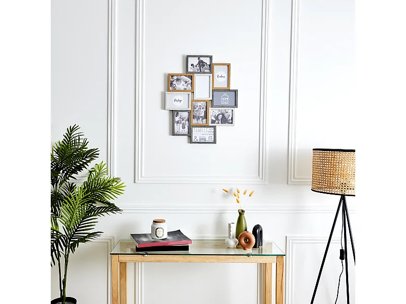 Fotolijst Pêle-Mêle 10 Foto's Hout en Wit 47x56 cm